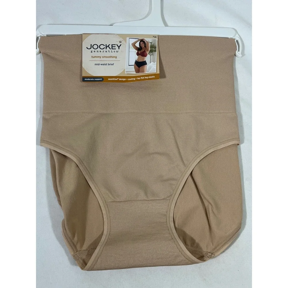 Jockey Generation Tummy Smoothing Mid-Waist Brief Women XL Nude Support Seamless